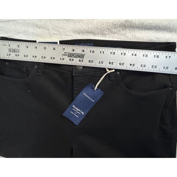 Charter Club Women Tummy Slimming Lexington Straight Leg Black Pants Size 16 New - Picture 8 of 12
